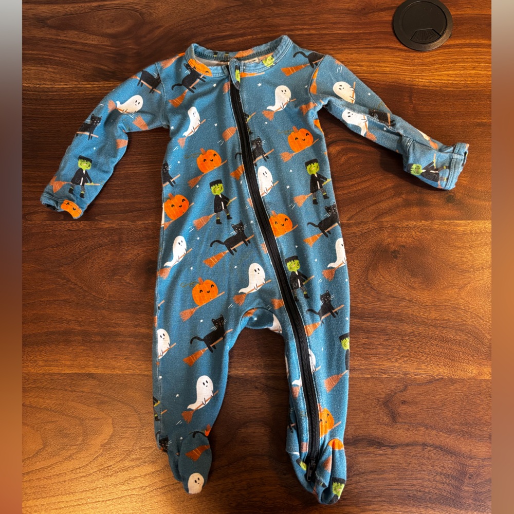 Spearmint Love 0-3 M Blue Halloween Footie